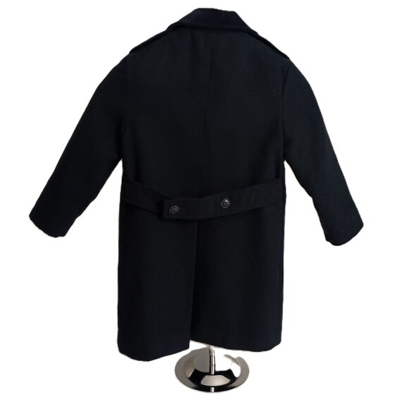 Rothschild Double Breasted Long Winter Overcoat Navy Blue Velvet Collar Boys 4 - Picture 3 of 15